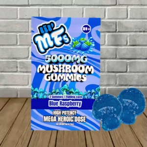 lil mfs mega heroic dose mushroom gummies 5000mg blue raspberry 2ct pack