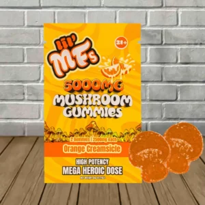 lil mfs mega heroic dose mushroom gummies 5000mg orange creamsicle 2ct pack